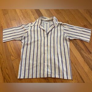 Vintage 50s/60s Shapely Rockabilly Collared Striped Button Up Mens Top